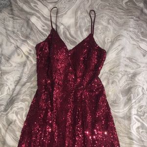 Gorgeous red sequence prom dress